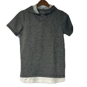 Boston Traders boys 14/16 bray short sleeve gray hoodie top casual neutral fun